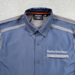 Harley Davidson Men's Short Sleeve H D Tech Work Shirt Blue Gray Size M